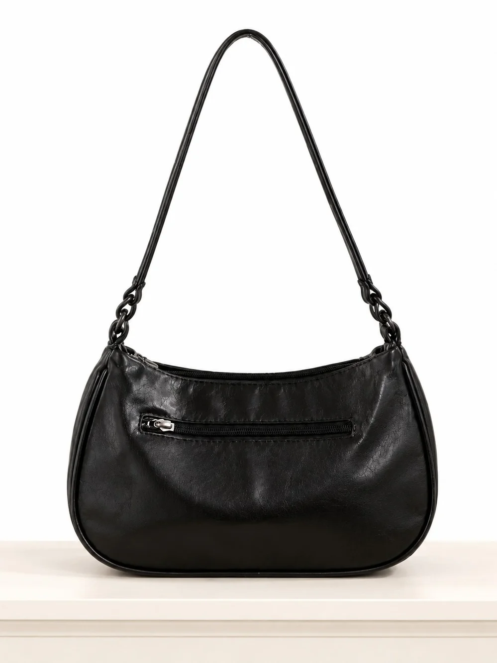 Black Shoulder Bag with Silver Accent